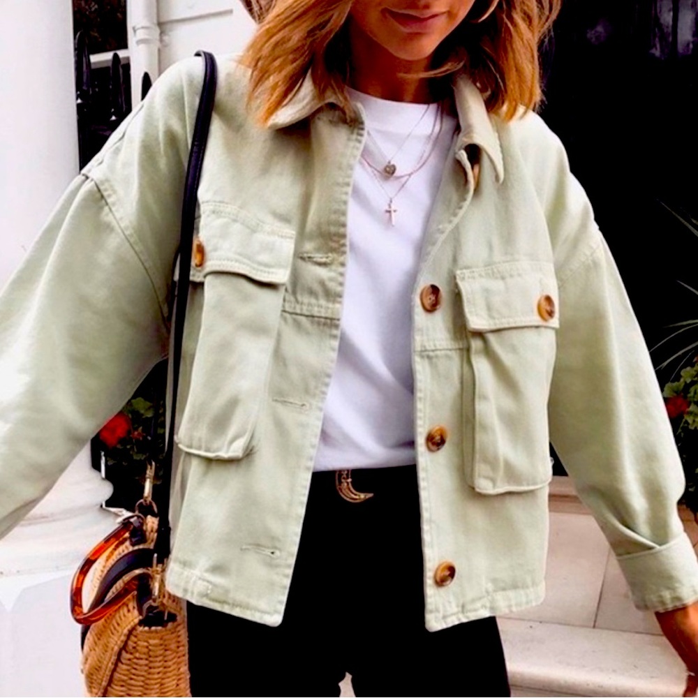 Zara Denim Mint Green Jacket